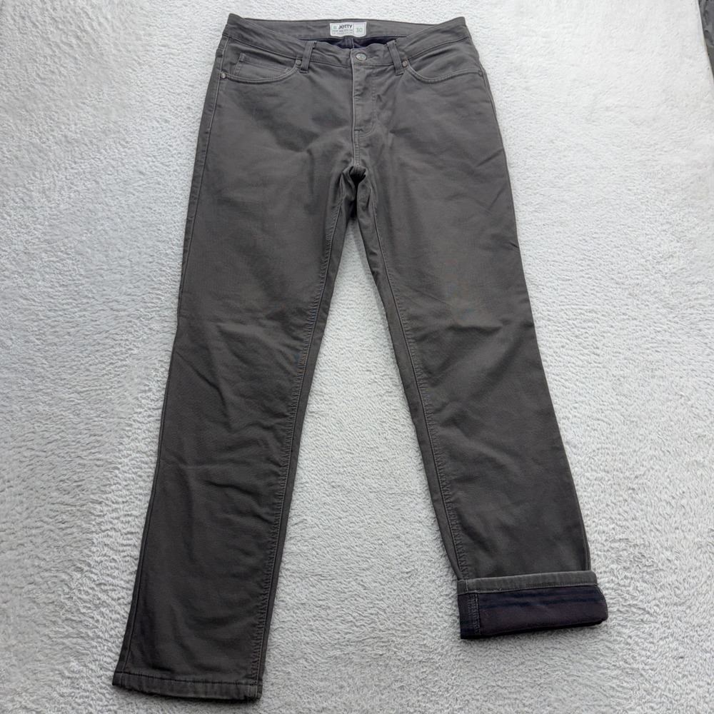 Jetty Supply Co Mens 30 Flannel Lined Canvas Pants Charcoal Grey Straight Leg